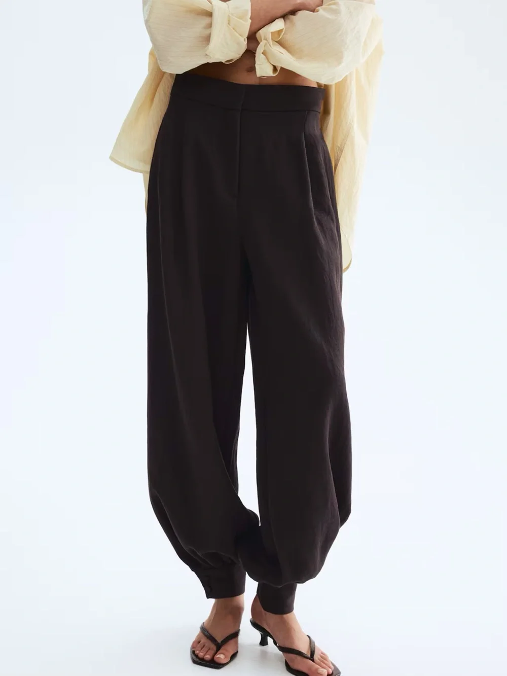 BALLOON-LEG TWILL PANTS